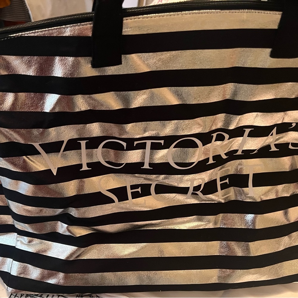 Victoria secret shoulder bag black and silver